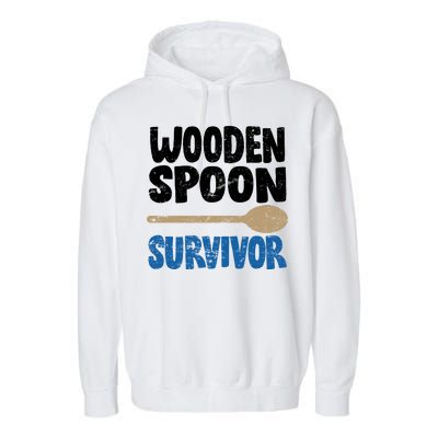 Funny Wooden Spoon Survivor Distressed Garment-Dyed Fleece Hoodie