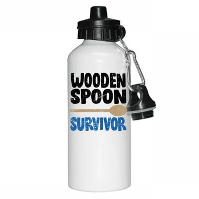 Funny Wooden Spoon Survivor Distressed Aluminum Water Bottle