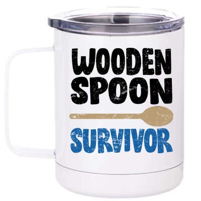 Funny Wooden Spoon Survivor Distressed 12 oz Stainless Steel Tumbler Cup