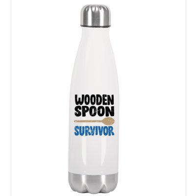 Funny Wooden Spoon Survivor Distressed Stainless Steel Insulated Water Bottle