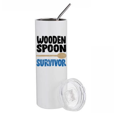 Funny Wooden Spoon Survivor Distressed Stainless Steel Tumbler