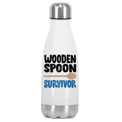 Funny Wooden Spoon Survivor Distressed Stainless Steel Insulated Water Bottle