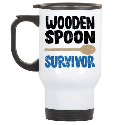 Funny Wooden Spoon Survivor Distressed Stainless Steel Travel Mug