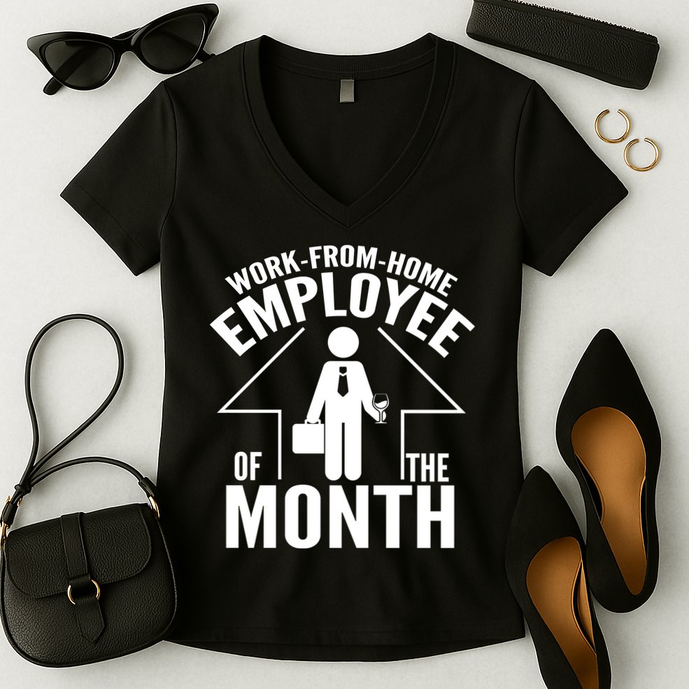 Funny Work From Home Employee Of The Month Women's V-Neck T-Shirt
