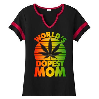 Funny World's Dopest Mom Ladies Halftime Notch Neck Tee