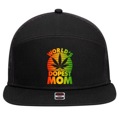 Funny World's Dopest Mom 7 Panel Mesh Trucker Snapback Hat