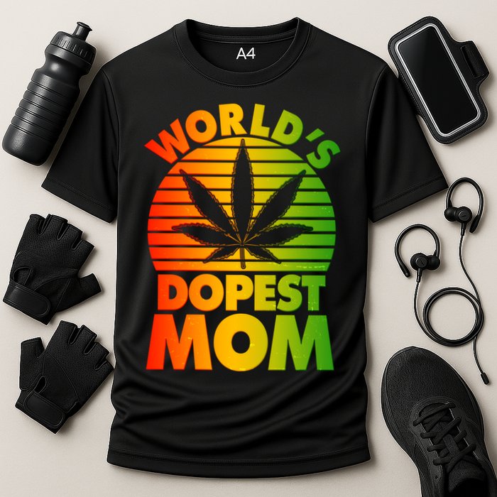 Funny World's Dopest Mom Cooling Performance Crew T-Shirt