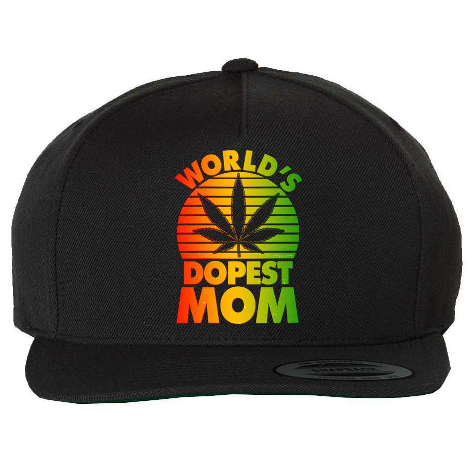 Funny World's Dopest Mom Wool Snapback Cap