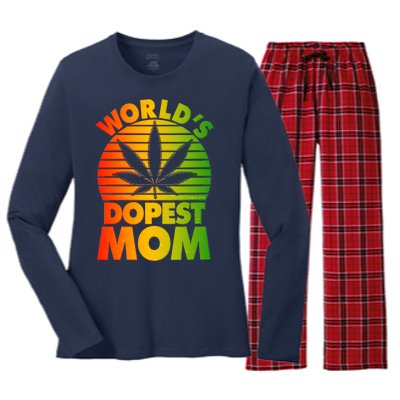 Funny World's Dopest Mom Women's Long Sleeve Flannel Pajama Set 