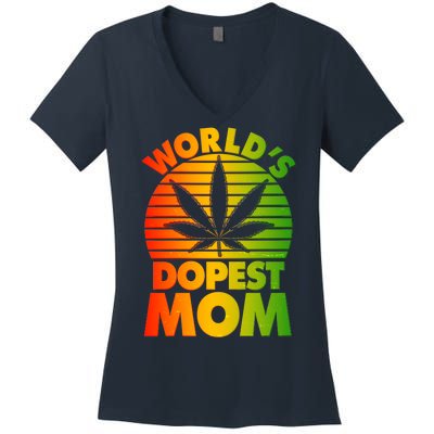 Funny World's Dopest Mom Women's V-Neck T-Shirt