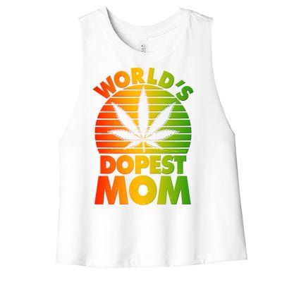 Funny World's Dopest Mom Women's Racerback Cropped Tank