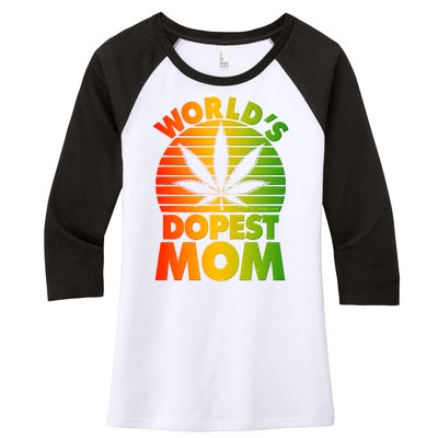 Funny World's Dopest Mom Women's Tri-Blend 3/4-Sleeve Raglan Shirt