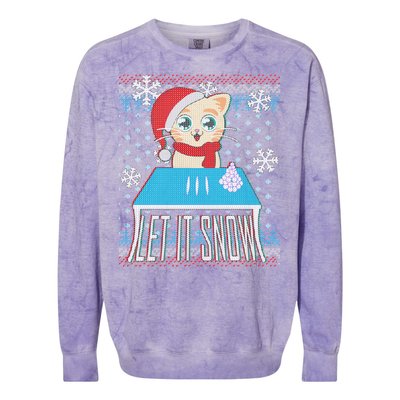 Funny X-Mas Let It Snow Cat Ugly Christmas Sweater Colorblast Crewneck Sweatshirt