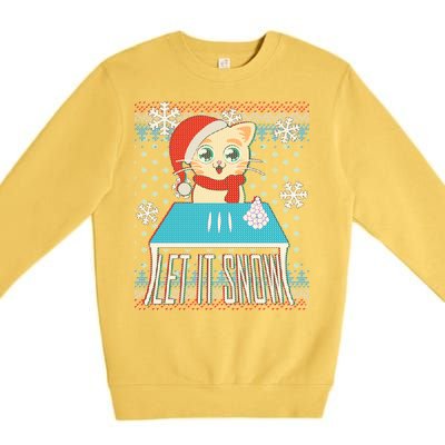 Funny X-Mas Let It Snow Cat Ugly Christmas Sweater Premium Crewneck Sweatshirt