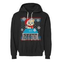 Funny X-Mas Let It Snow Cat Ugly Christmas Sweater Garment-Dyed Fleece Hoodie