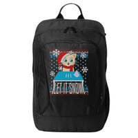 Funny X-Mas Let It Snow Cat Ugly Christmas Sweater City Backpack