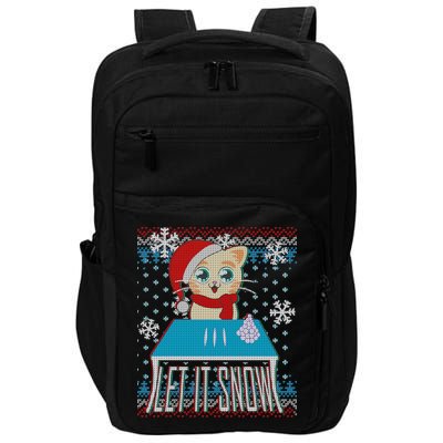 Funny X-Mas Let It Snow Cat Ugly Christmas Sweater Impact Tech Backpack
