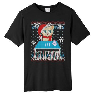 Funny X-Mas Let It Snow Cat Ugly Christmas Sweater Tall Fusion ChromaSoft Performance T-Shirt