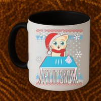 Funny X-Mas Let It Snow Cat Ugly Christmas Sweater Mug