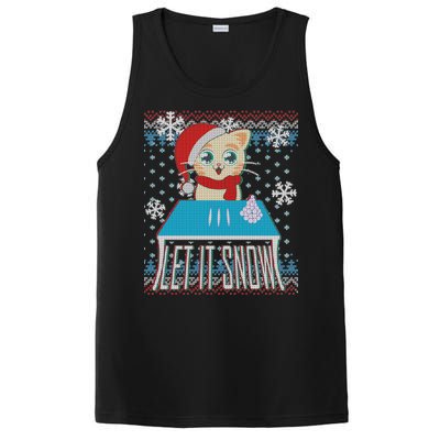 Funny X-Mas Let It Snow Cat Ugly Christmas Sweater PosiCharge Competitor Tank