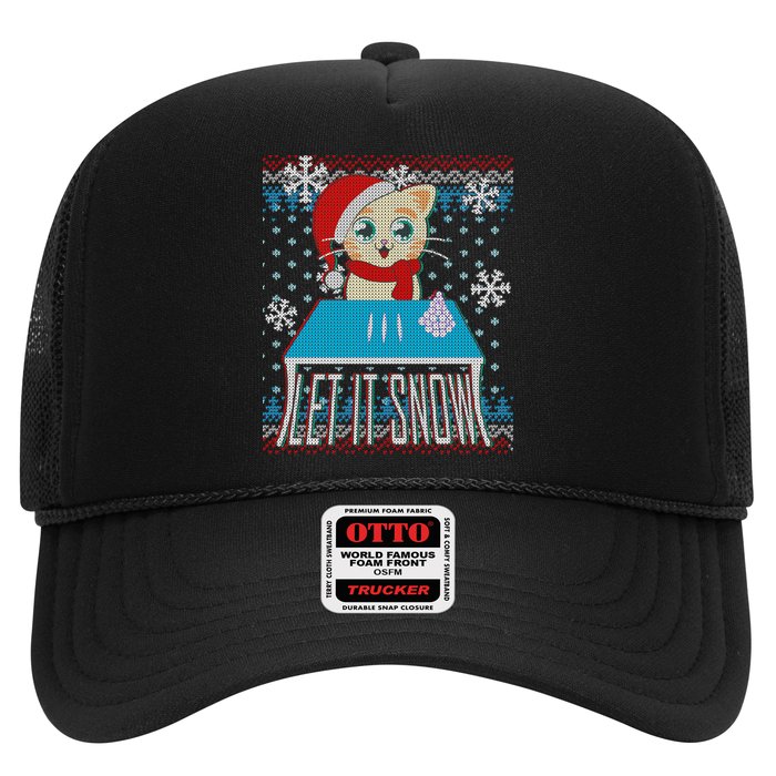 Funny X-Mas Let It Snow Cat Ugly Christmas Sweater Trucker Hat