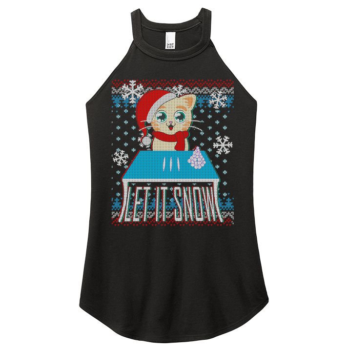 Funny X-Mas Let It Snow Cat Ugly Christmas Sweater Women's Perfect Tri Rocker Tank