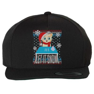 Funny X-Mas Let It Snow Cat Ugly Christmas Sweater Wool Snapback Cap