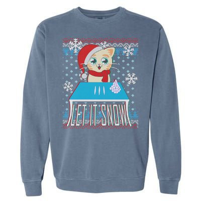 Funny X-Mas Let It Snow Cat Ugly Christmas Sweater Garment-Dyed Sweatshirt