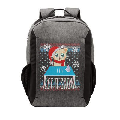 Funny X-Mas Let It Snow Cat Ugly Christmas Sweater Vector Backpack