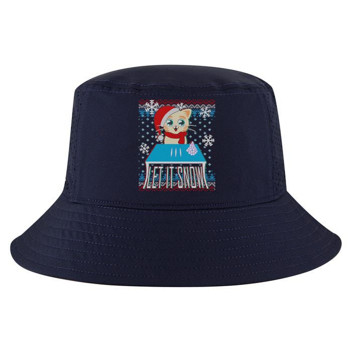 Funny X-Mas Let It Snow Cat Ugly Christmas Sweater Cool Comfort Performance Bucket Hat