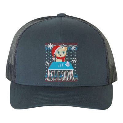 Funny X-Mas Let It Snow Cat Ugly Christmas Sweater Yupoong Adult 5-Panel Trucker Hat