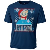 Funny X-Mas Let It Snow Cat Ugly Christmas Sweater Performance Shirt