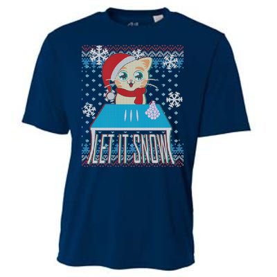 Funny X-Mas Let It Snow Cat Ugly Christmas Sweater Cooling Performance Crew T-Shirt