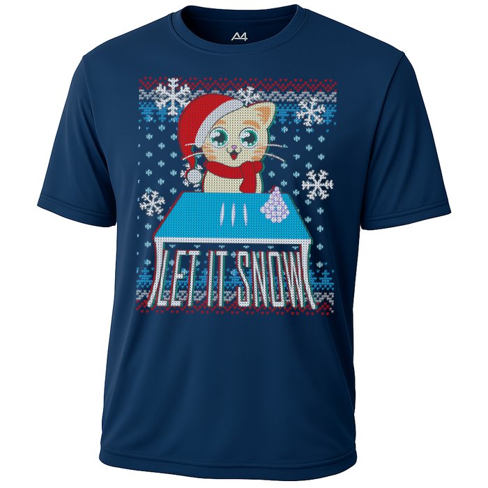Funny X-Mas Let It Snow Cat Ugly Christmas Sweater Performance Shirt