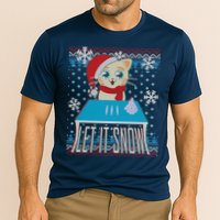 Funny X-Mas Let It Snow Cat Ugly Christmas Sweater Performance Shirt