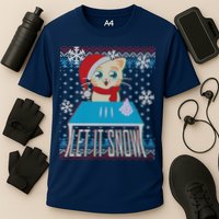 Funny X-Mas Let It Snow Cat Ugly Christmas Sweater Performance Shirt