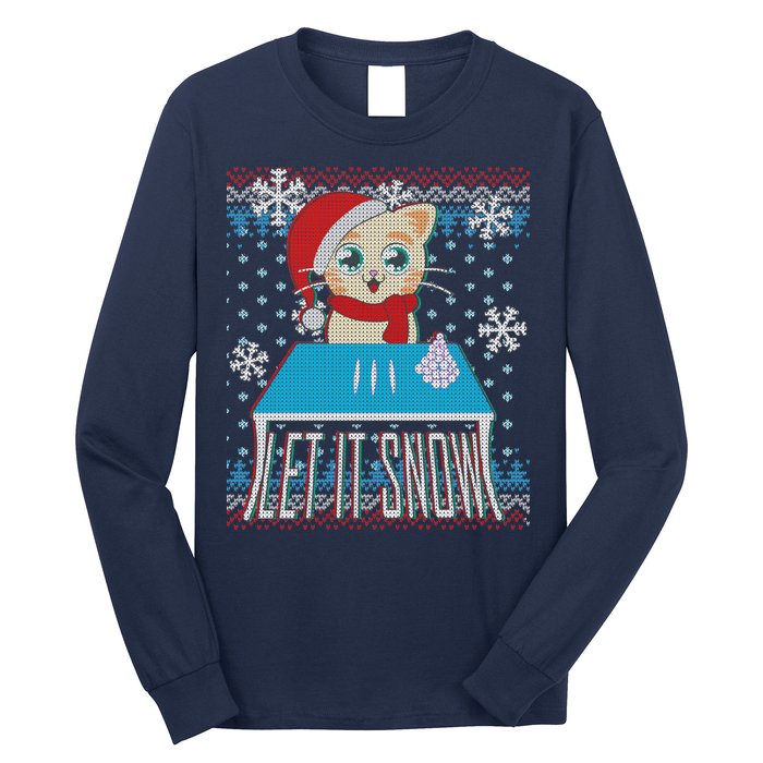 Funny X-Mas Let It Snow Cat Ugly Christmas Sweater Long Sleeve Shirt