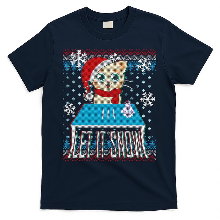 Funny X-Mas Let It Snow Cat Ugly Christmas Sweater T-Shirt