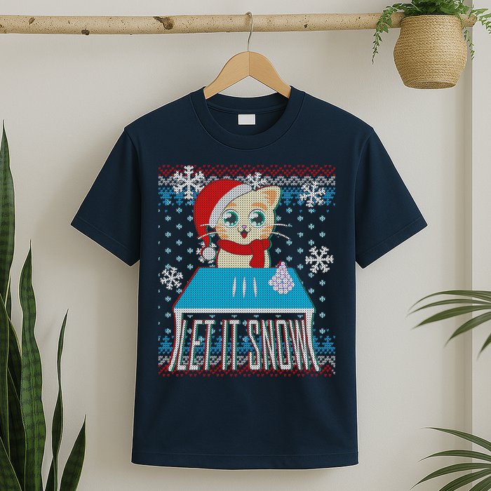 Funny X-Mas Let It Snow Cat Ugly Christmas Sweater T-Shirt