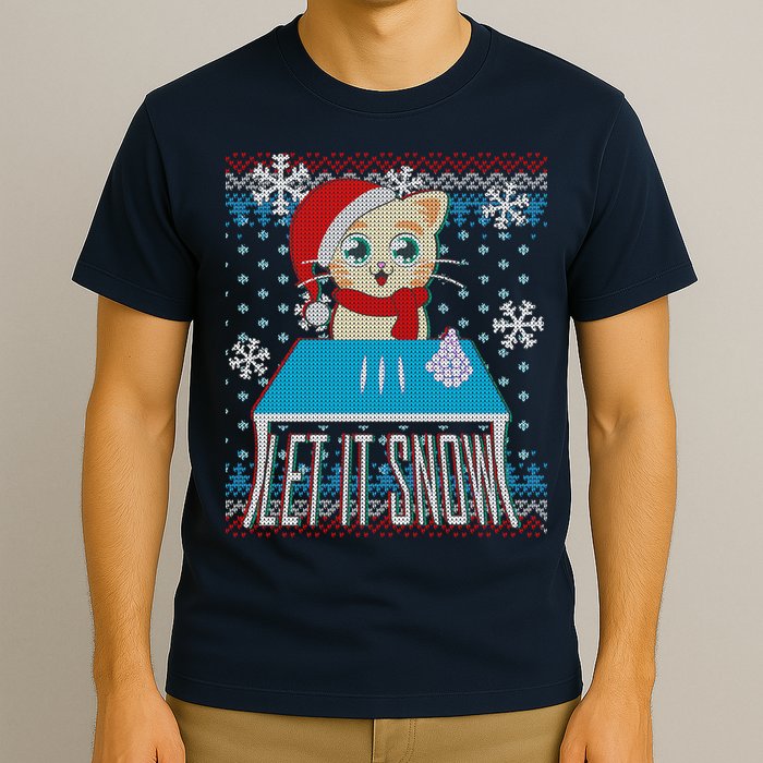 Funny X-Mas Let It Snow Cat Ugly Christmas Sweater T-Shirt
