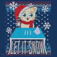 Funny X-Mas Let It Snow Cat Ugly Christmas Sweater Sustainable Bucket Hat