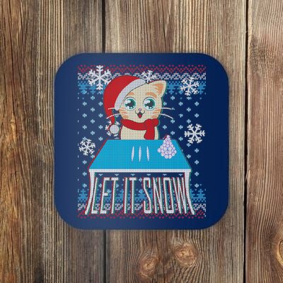 Funny X-Mas Let It Snow Cat Ugly Christmas Sweater Coaster