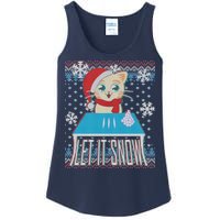 Funny X-Mas Let It Snow Cat Ugly Christmas Sweater Ladies Essential Tank