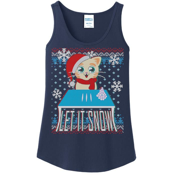 Funny X-Mas Let It Snow Cat Ugly Christmas Sweater Ladies Essential Tank