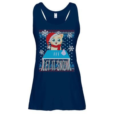 Funny X-Mas Let It Snow Cat Ugly Christmas Sweater Ladies Essential Flowy Tank