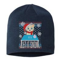 Funny X-Mas Let It Snow Cat Ugly Christmas Sweater Sustainable Beanie