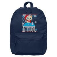 Funny X-Mas Let It Snow Cat Ugly Christmas Sweater 16 in Basic Backpack
