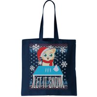 Funny X-Mas Let It Snow Cat Ugly Christmas Sweater Tote Bag