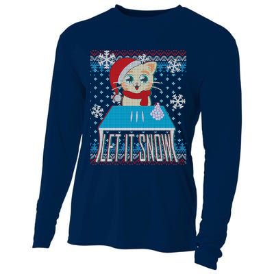Funny X-Mas Let It Snow Cat Ugly Christmas Sweater Cooling Performance Long Sleeve Crew