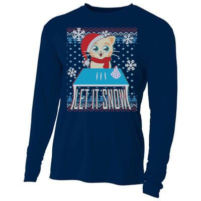 Funny X-Mas Let It Snow Cat Ugly Christmas Sweater Cooling Performance Long Sleeve Crew